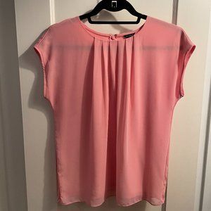 Pink Ann Taylor short-sleeved blouse with rouching (XS)